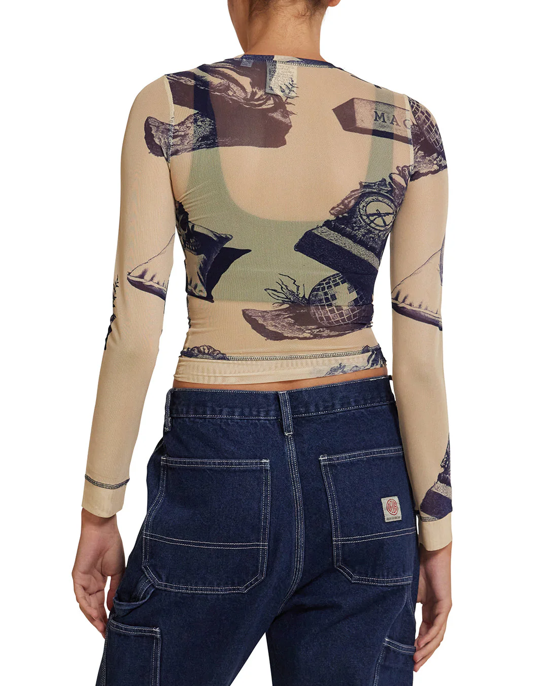 5-7-5 Mesh Long Sleeve Top - Indigo - Image 2