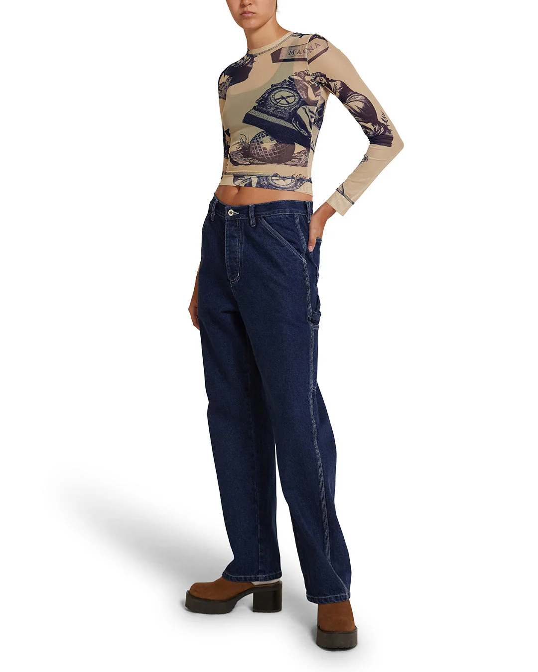 5-7-5 Mesh Long Sleeve Top - Indigo - Image 3