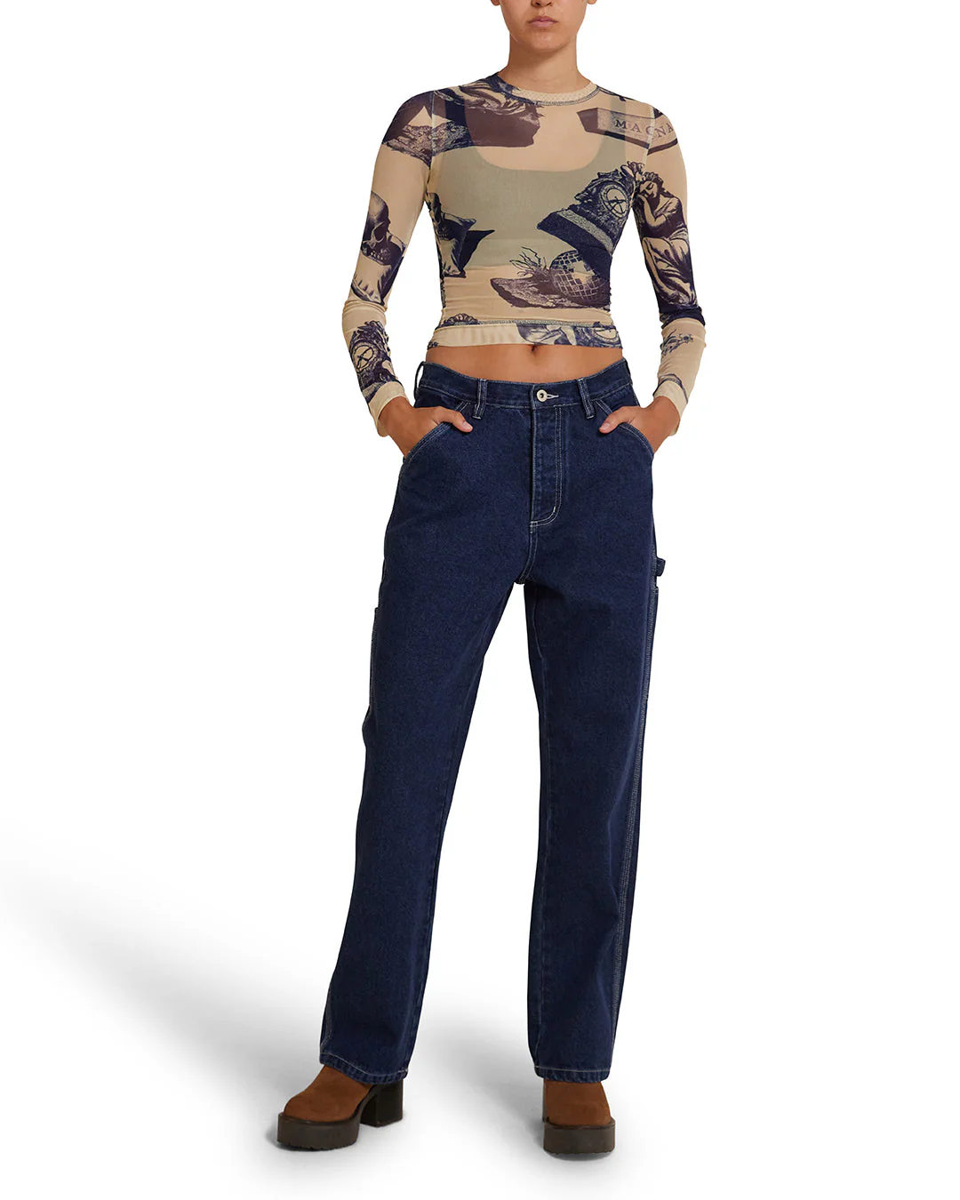 5-7-5 Mesh Long Sleeve Top - Indigo - Image 5