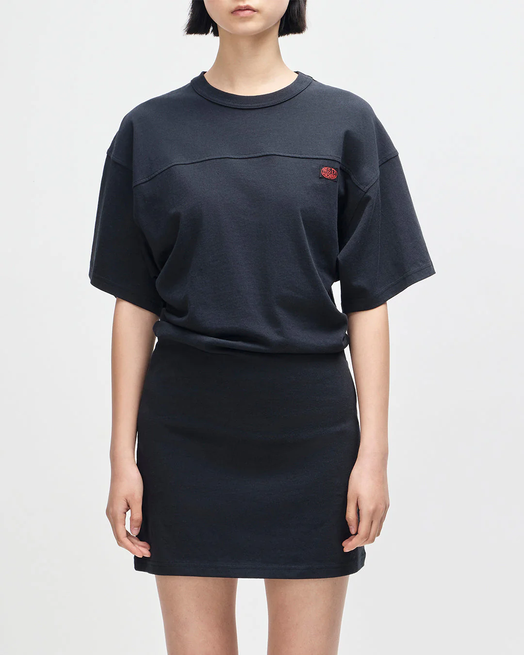 Christine Embro Tee Dress - Black