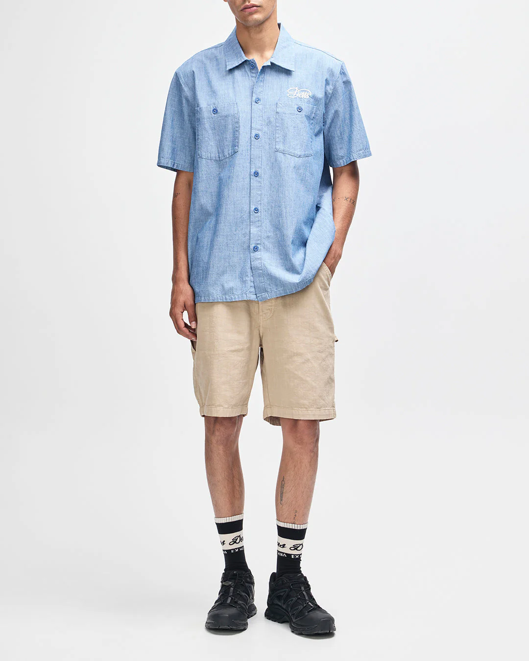 Forecourt Chambray Shirt - Mid Indigo - Image 3