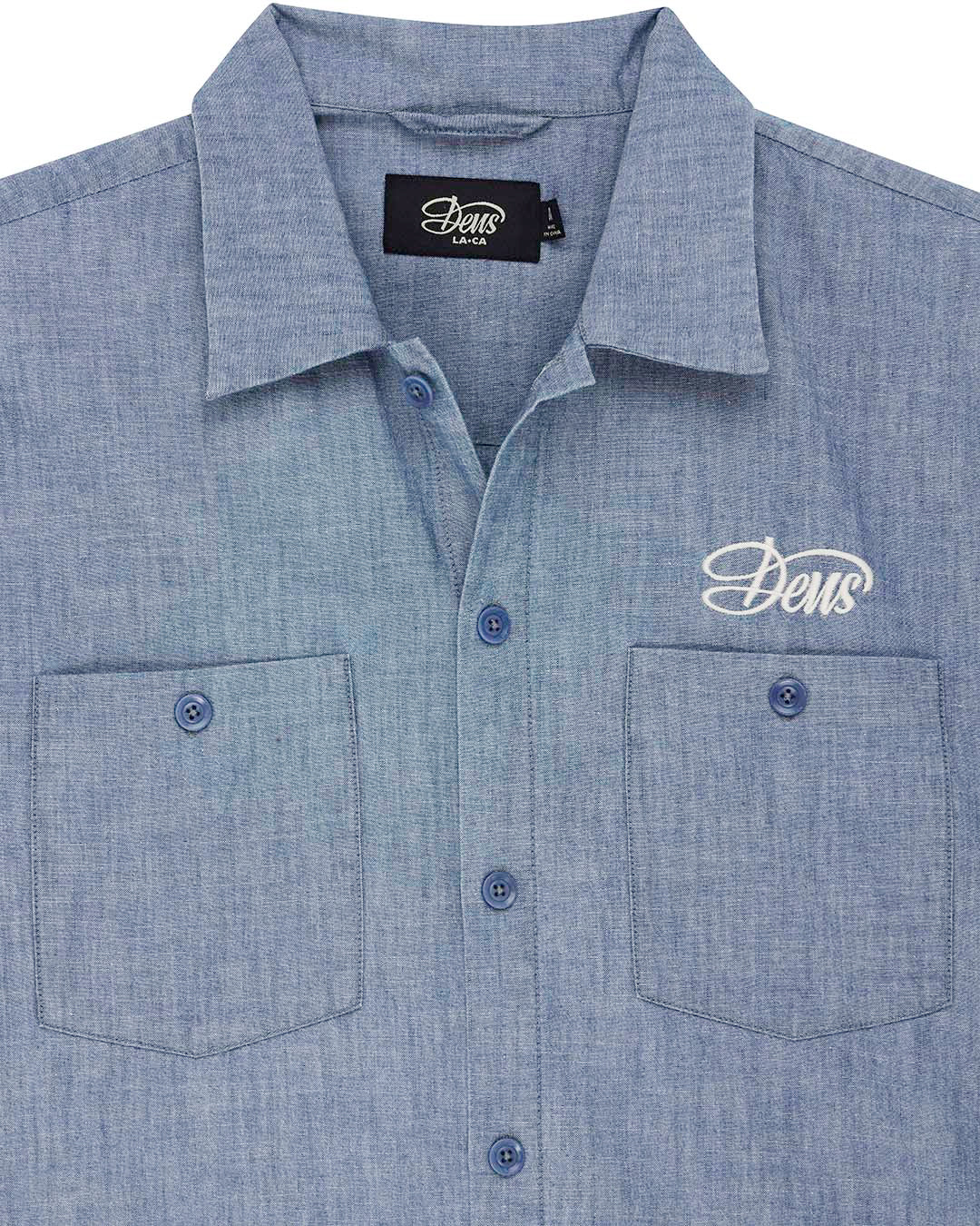 Forecourt Chambray Shirt - Mid Indigo - Image 7