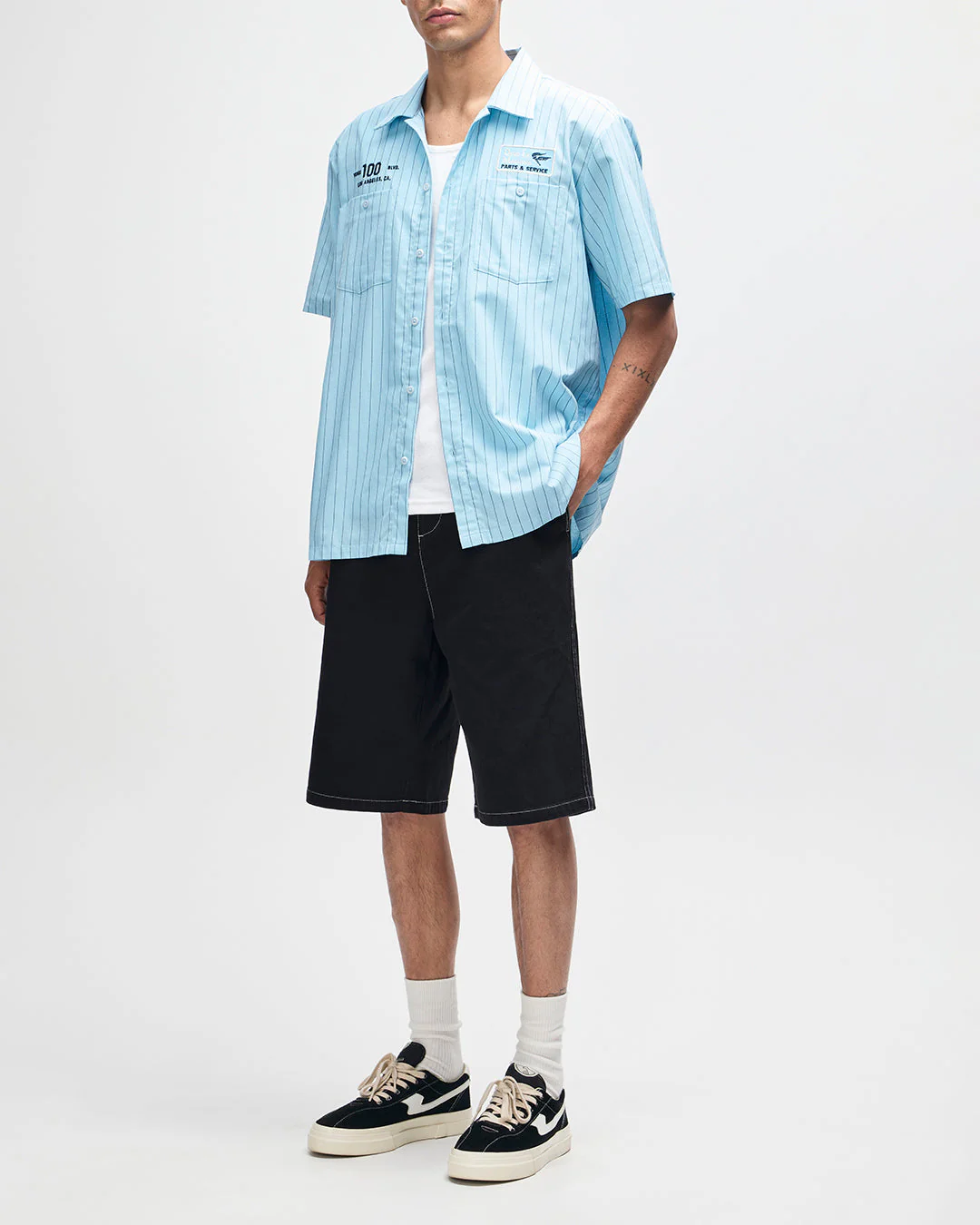 Forecourt Stripe Shirt - Sky Blue - Image 5