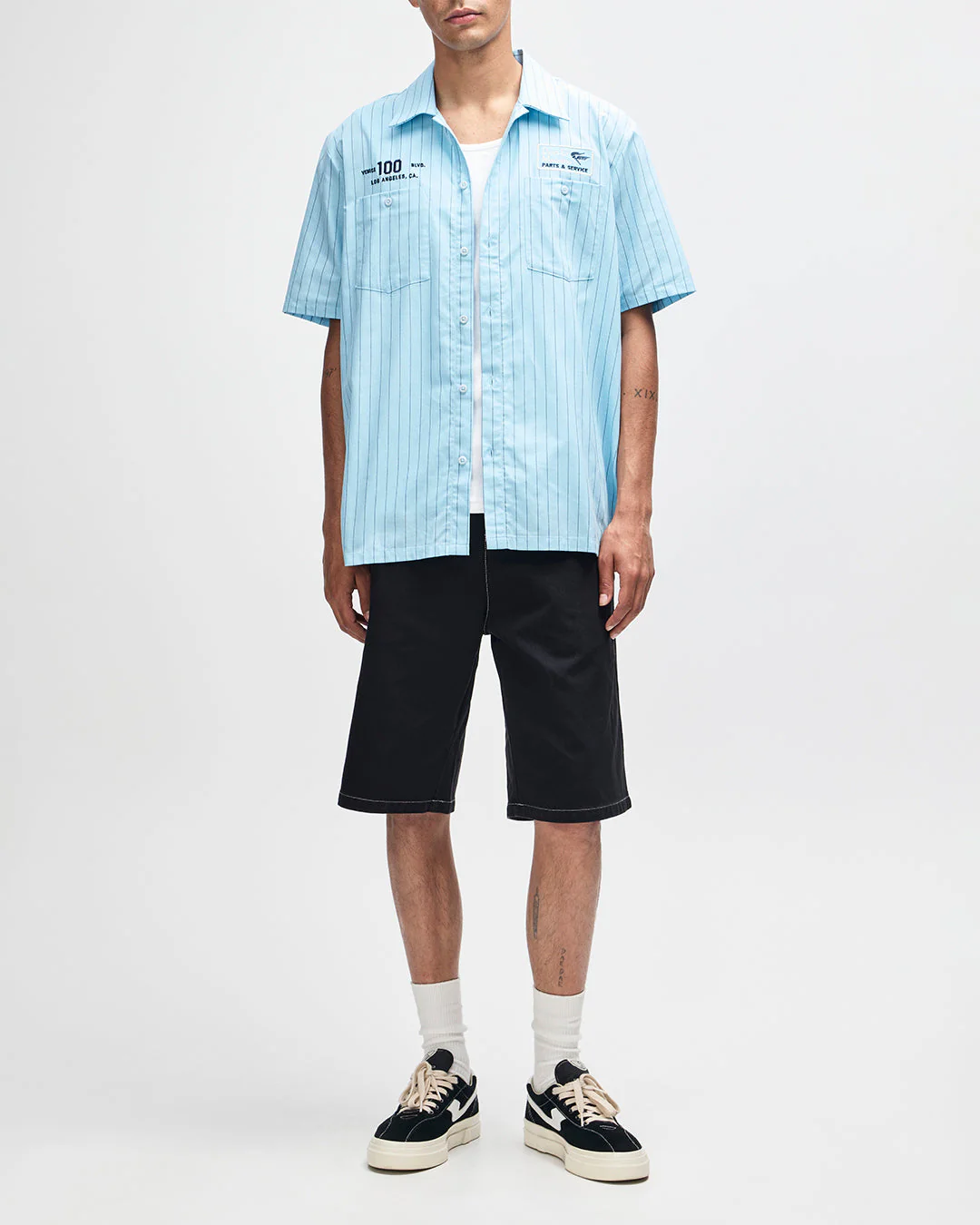 Forecourt Stripe Shirt - Sky Blue - Image 9