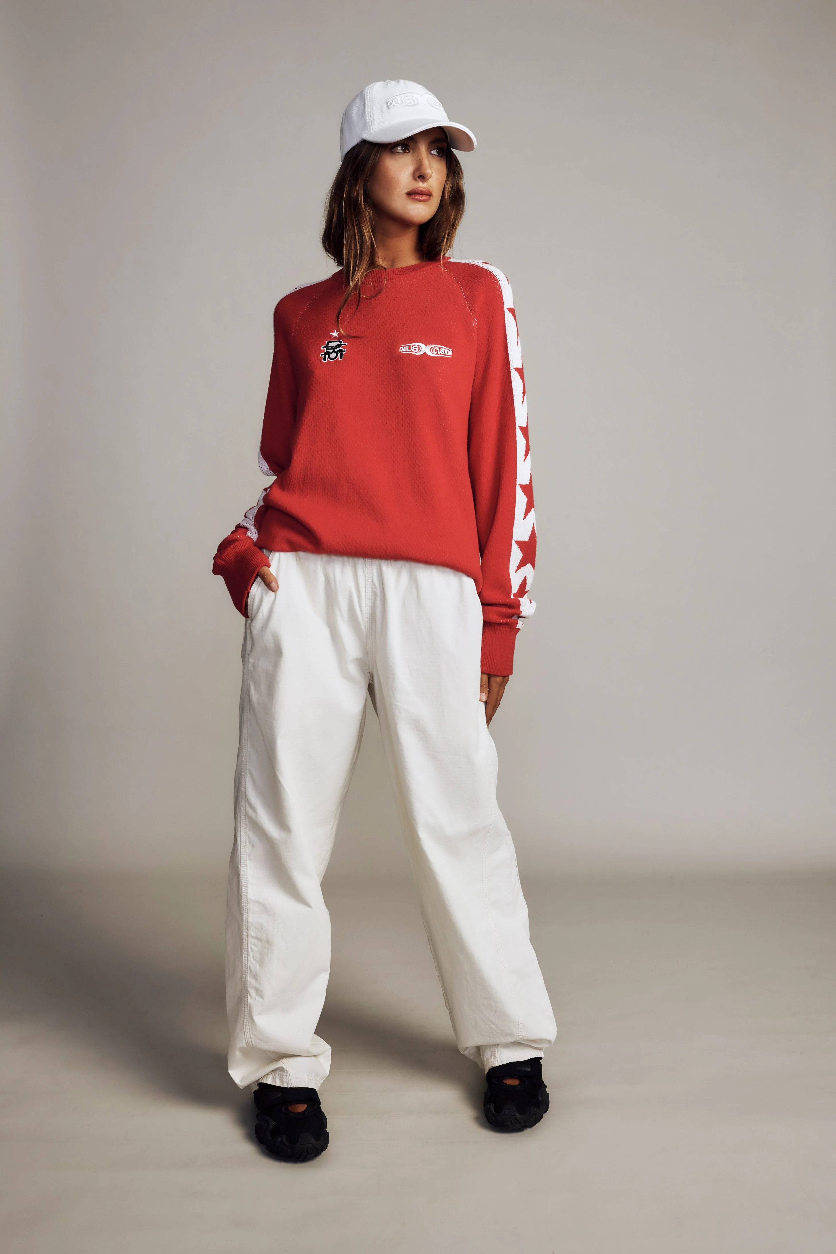 Icon Mesh Knit Top - Poinsettia Red