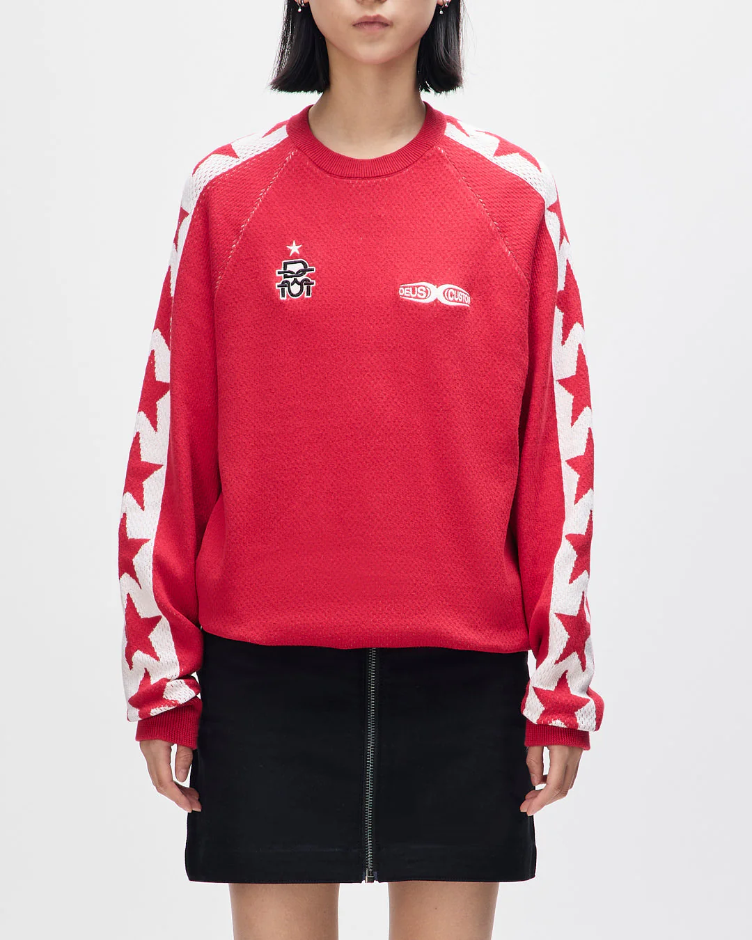 Icon Mesh Knit Top - Poinsettia Red - Image 2