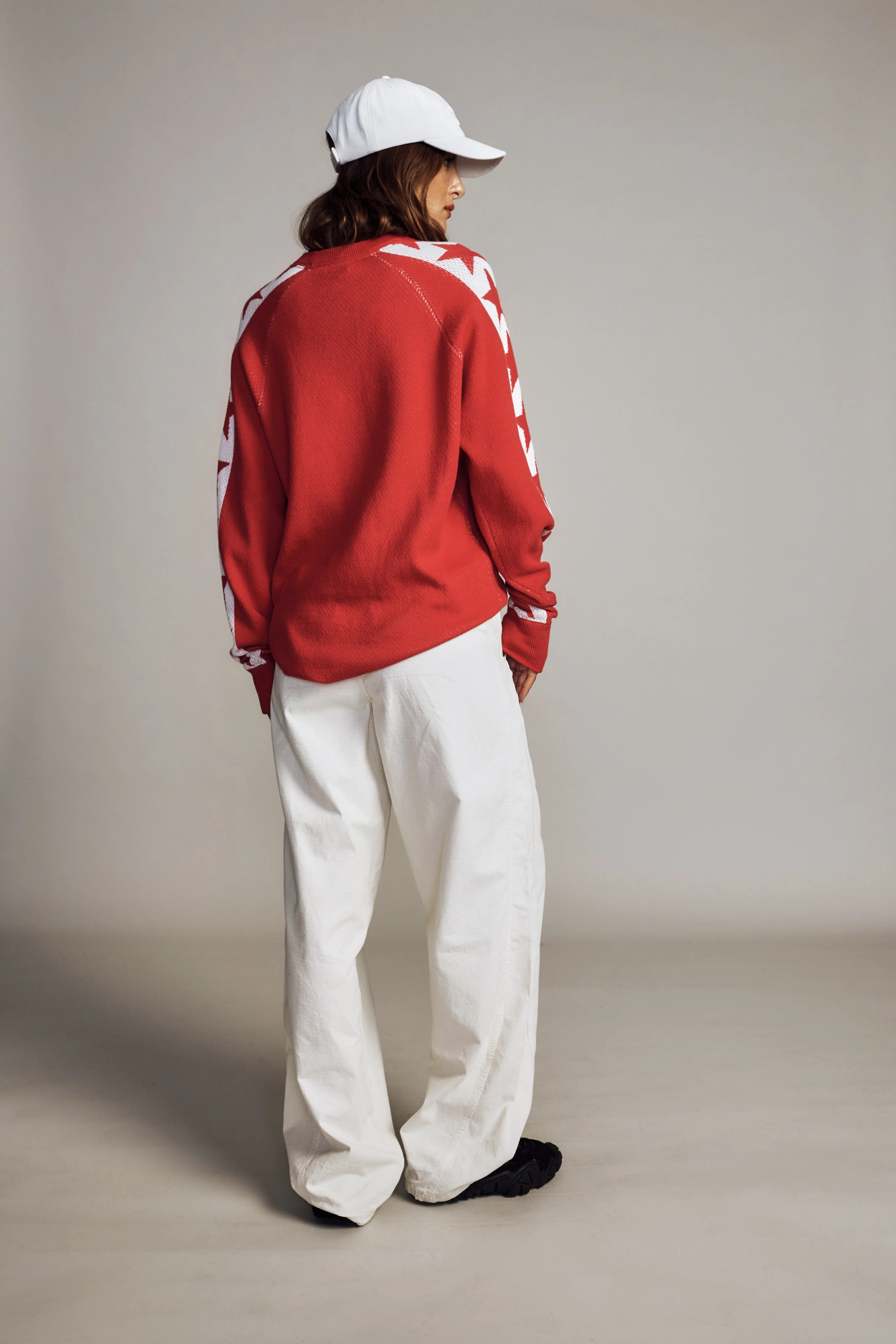 Icon Mesh Knit Top - Poinsettia Red - Image 8