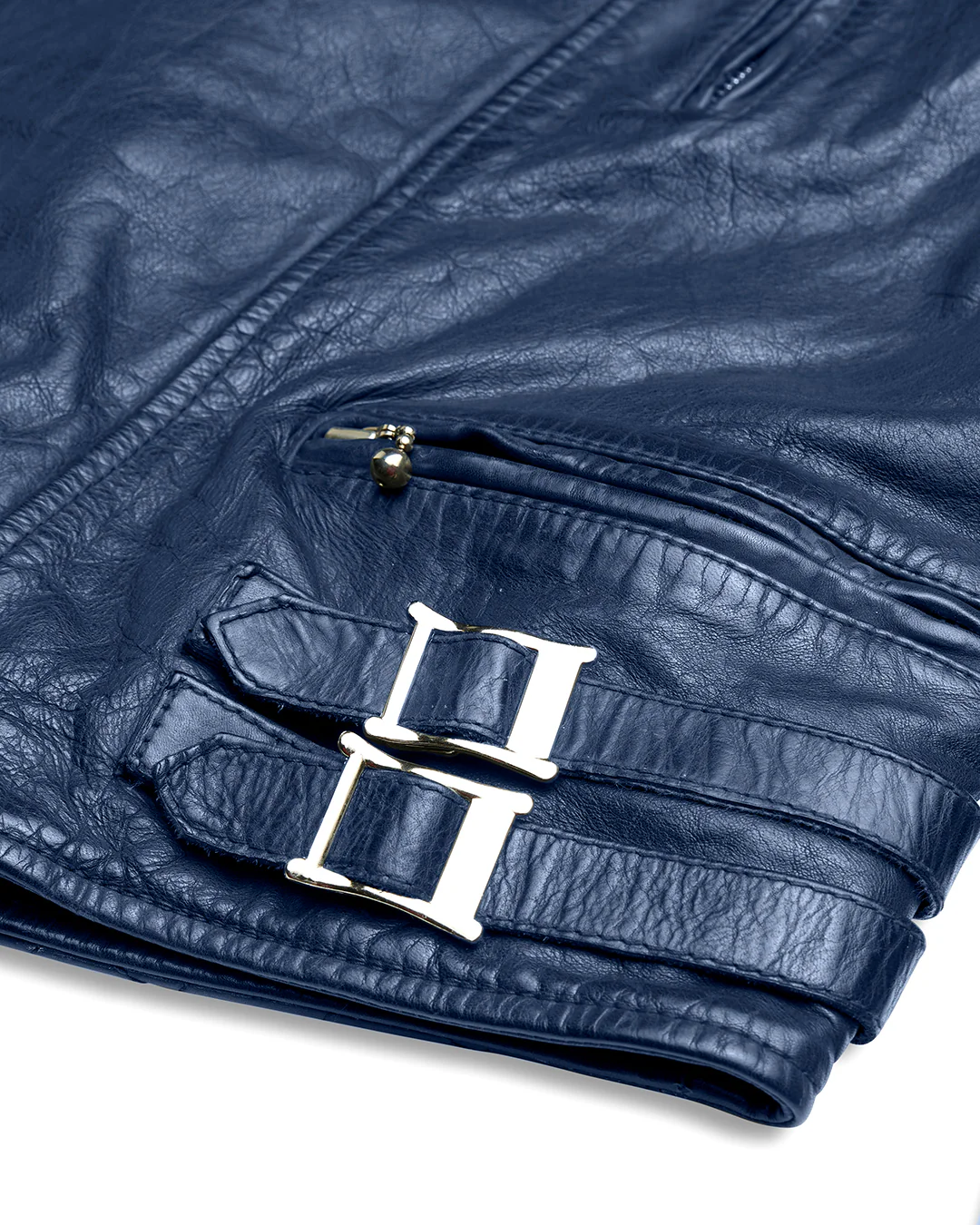 Lightning Leather Jacket - Dark Blue - Image 3