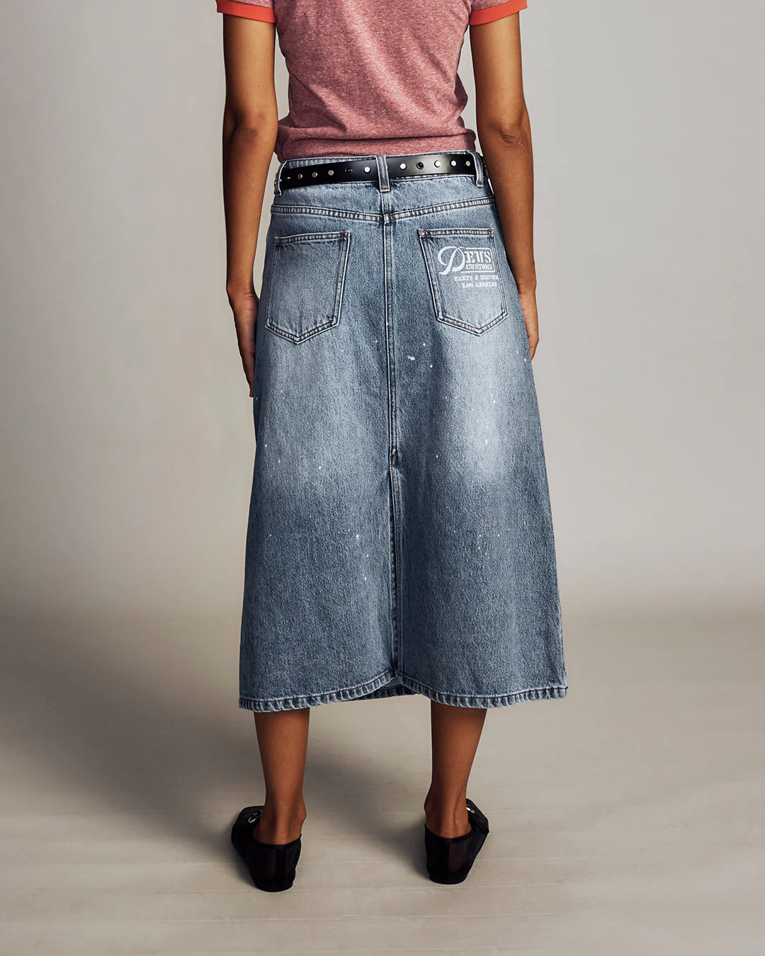 Lyon Midi Denim Skirt - Bleach Wash - Image 2