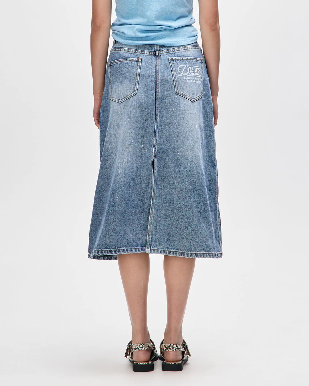 Lyon Midi Denim Skirt - Bleach Wash - Image 3
