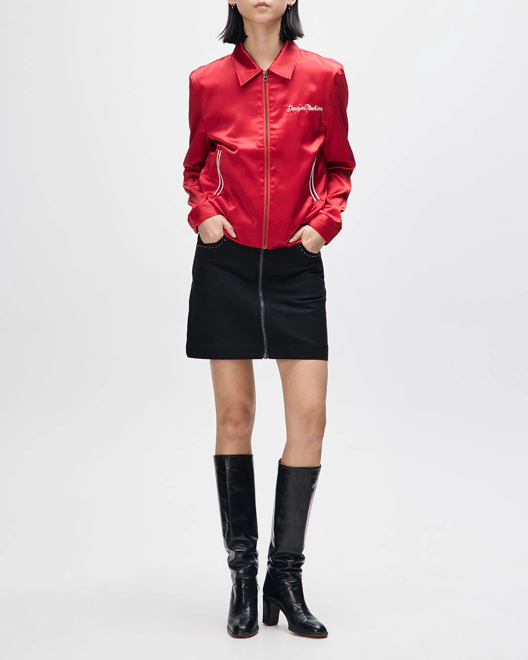 Outlaw Zip Mini Skirt - Black Rinse Wash - Image 7