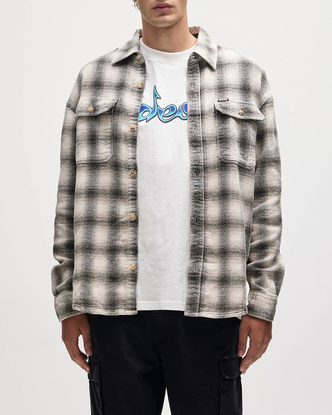 Too Busy To Work Check Shirt - White Check